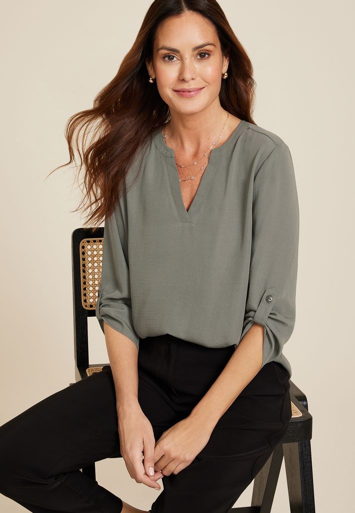 Atwood 3/4 Sleeve Popover Blouse - Image 3
