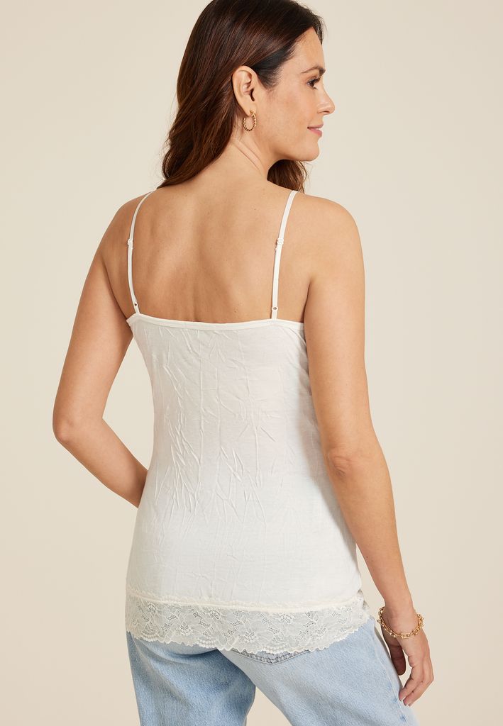 Lace Trim Crinkle Cami - Image 2