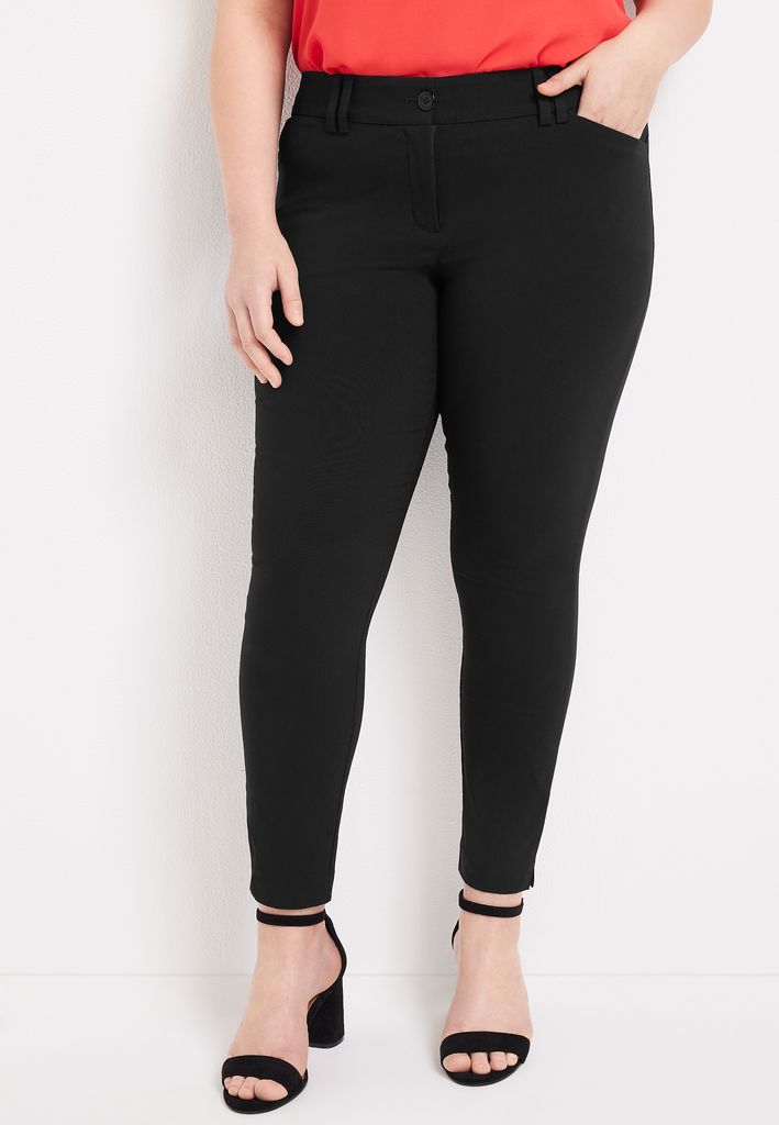 Plus Size Bengaline Constructed Waist Mid Rise Skinny Dress Pant - Image 3