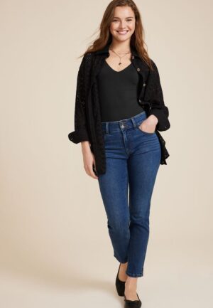 m jeans by maurices&trade; Curvy High Rise Slim Straight Ankle Jean