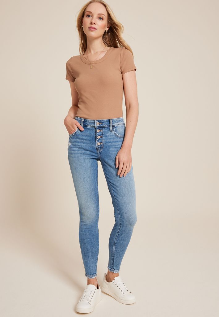 m jeans by maurices™ Mid Rise Button Fly Jegging