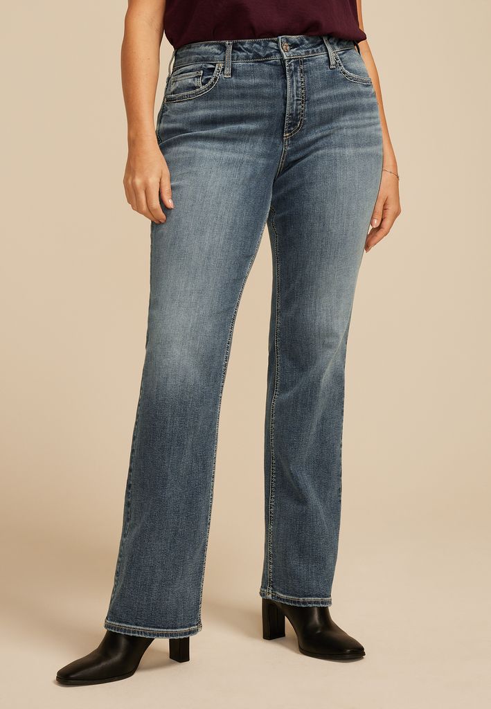 Plus Size Silver Jeans Co.® Suki Curvy Mid Rise Thick Stitch Slim Boot Jean - Image 3