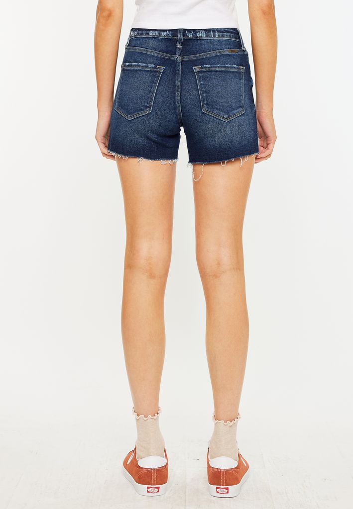 KanCan™ Dark High Rise Frayed Hem 4in Short - Image 2