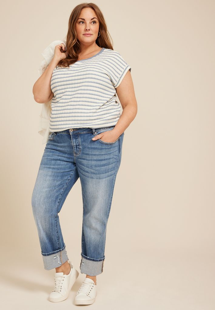 Plus Size KanCan™ Mid Rise Ripped Cuff Hem Slim Straight Ankle Jean - Image 3
