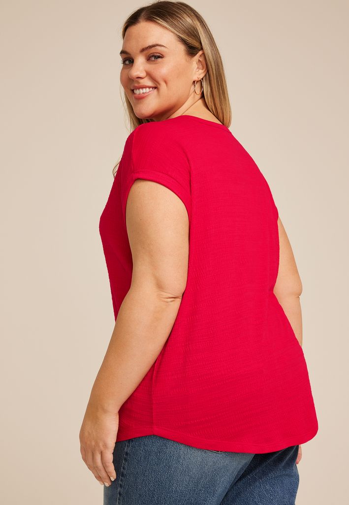 Plus Size 24/7 Clara Textured Short Sleeve Tee - Image 2