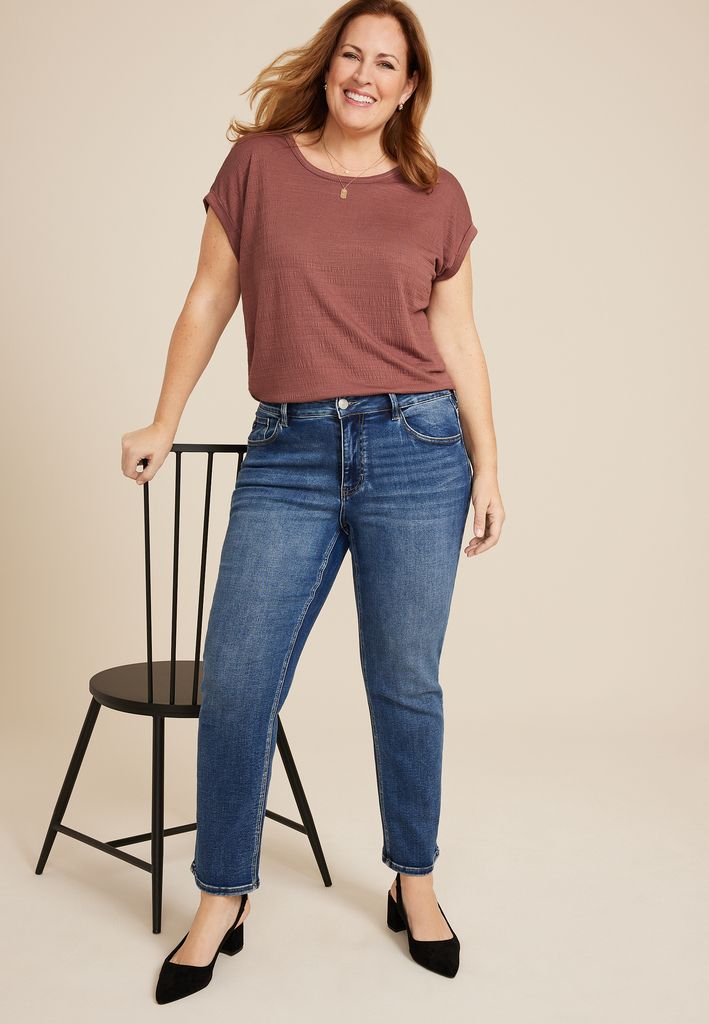 Plus Size 24/7 Clara Textured Short Sleeve Tee - Image 3