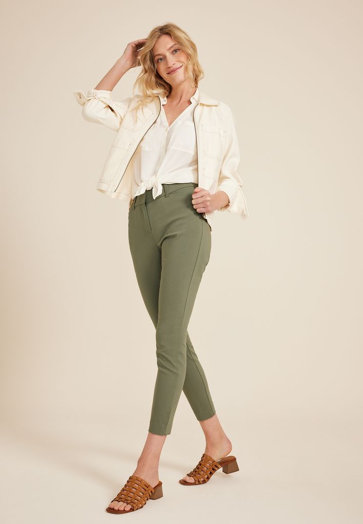 Bengaline Mid Rise Constructed Waist Skinny Pant - Image 3