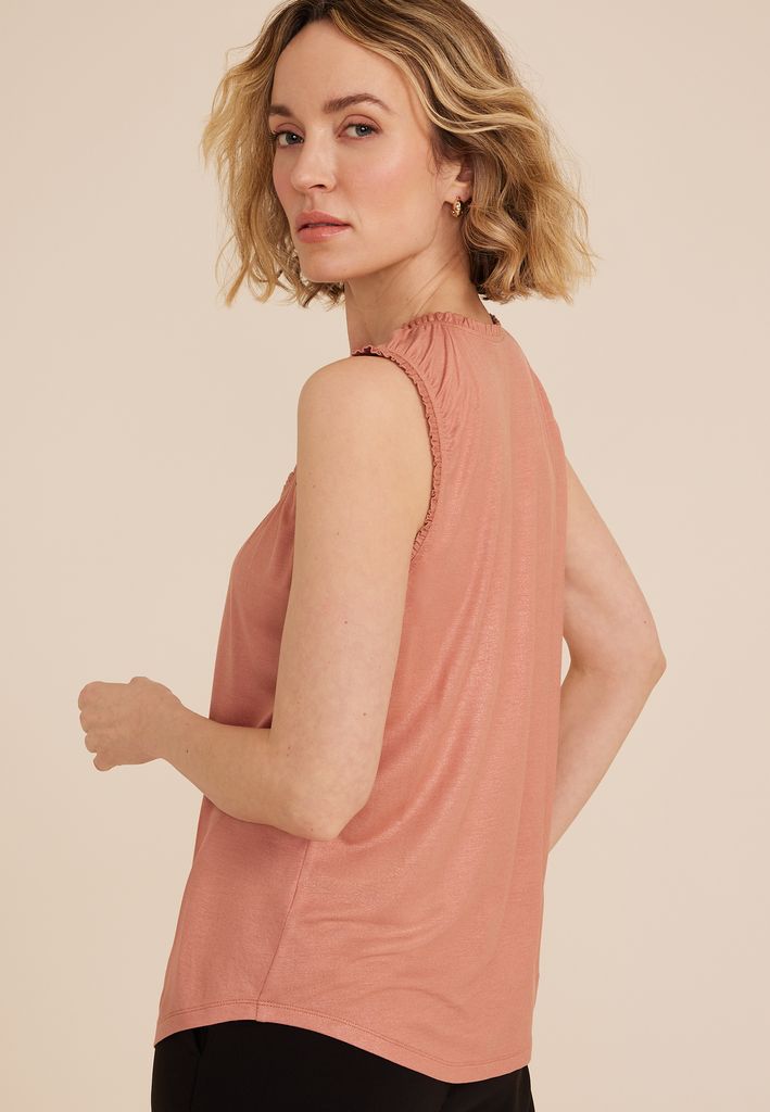 Effortless Ruched Shimmer Tank Top - Image 2