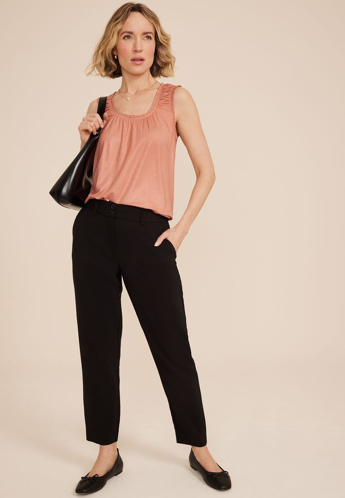 Effortless Ruched Shimmer Tank Top - Image 3
