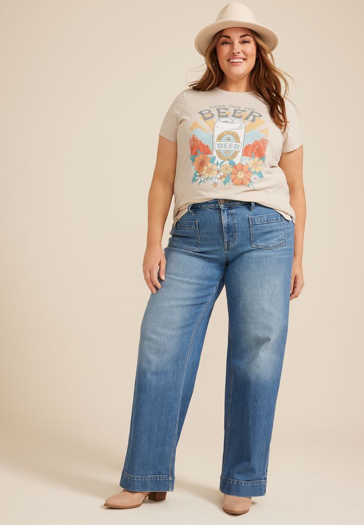 Plus Size Here For The Beer Classic Fit Graphic Tee - Image 3