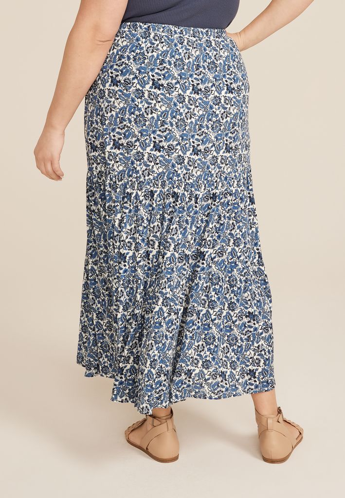 Plus Size Printed High Rise Maxi Skirt - Image 2
