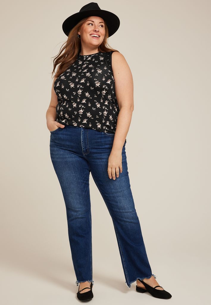 Plus Size Floral Lattice Trim Tank Top - Image 3
