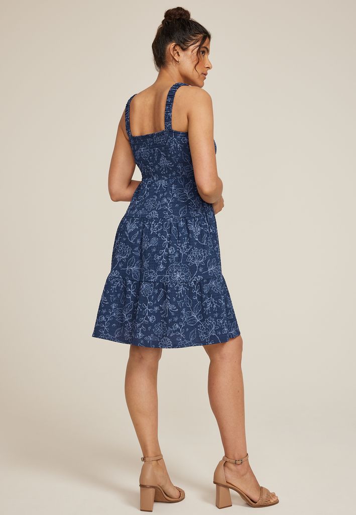 24/7 Bare Floral Smocked Bodice Tiered Mini Dress - Image 2