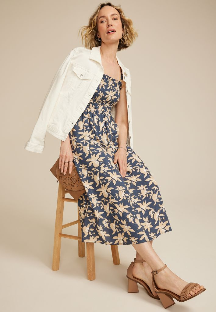 Bare Printed Smocked Midi Dress - Image 3