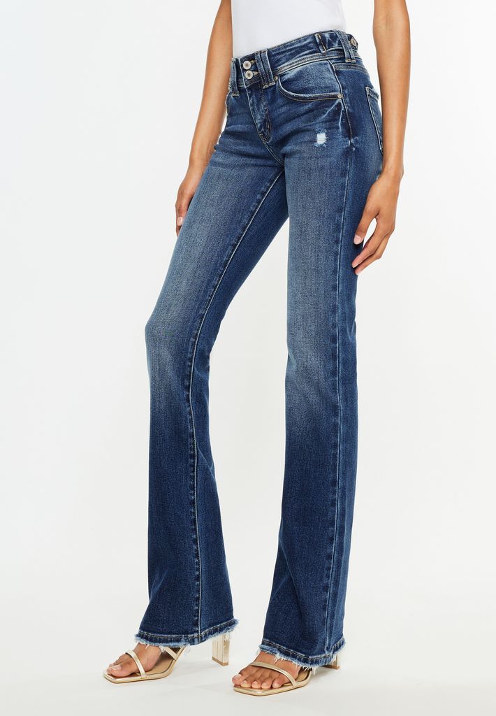 KanCan™ Mid Rise Double Button Frayed Hem Bootcut Jean - Image 3