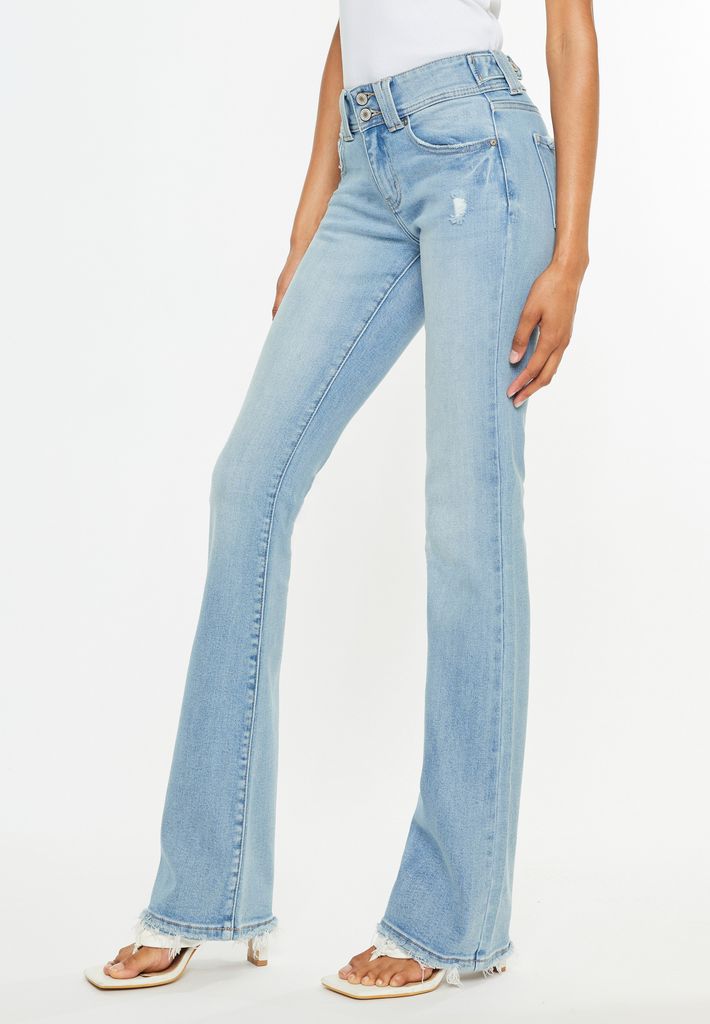 KanCan™ Mid Rise Double Button Frayed Hem Bootcut Jean - Image 3