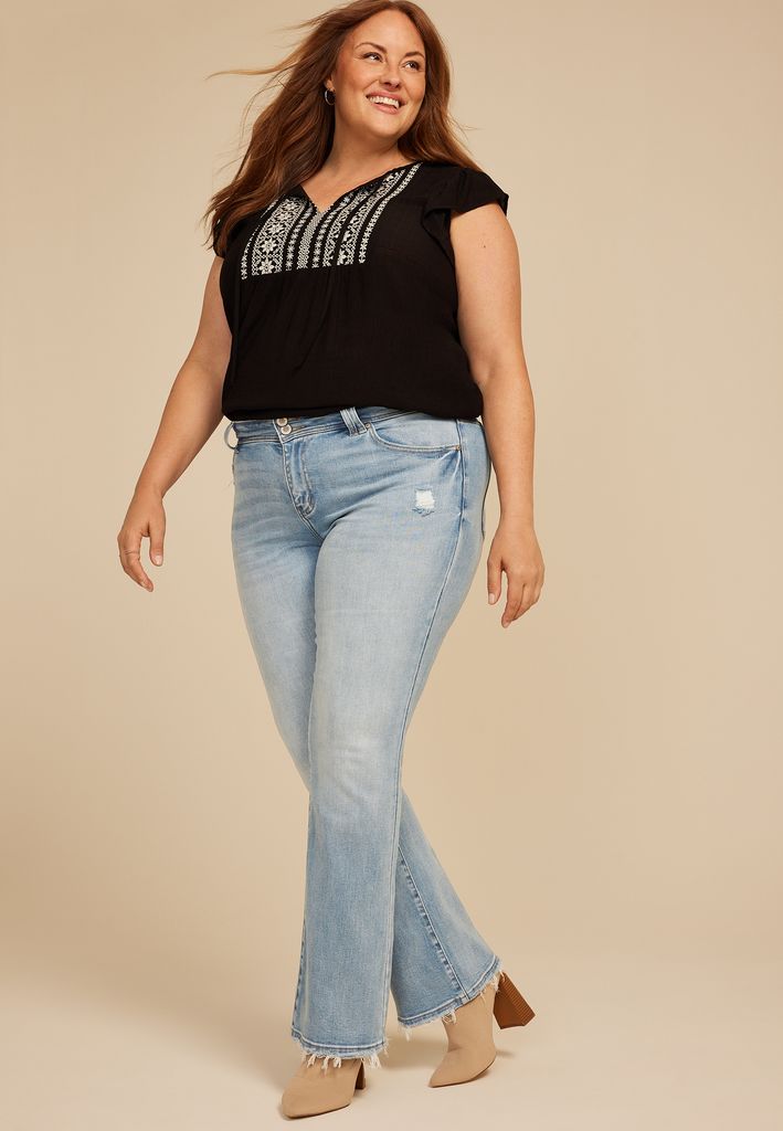 Plus Size KanCan™ Mid Rise Double Button Frayed Hem Bootcut Jean - Image 3