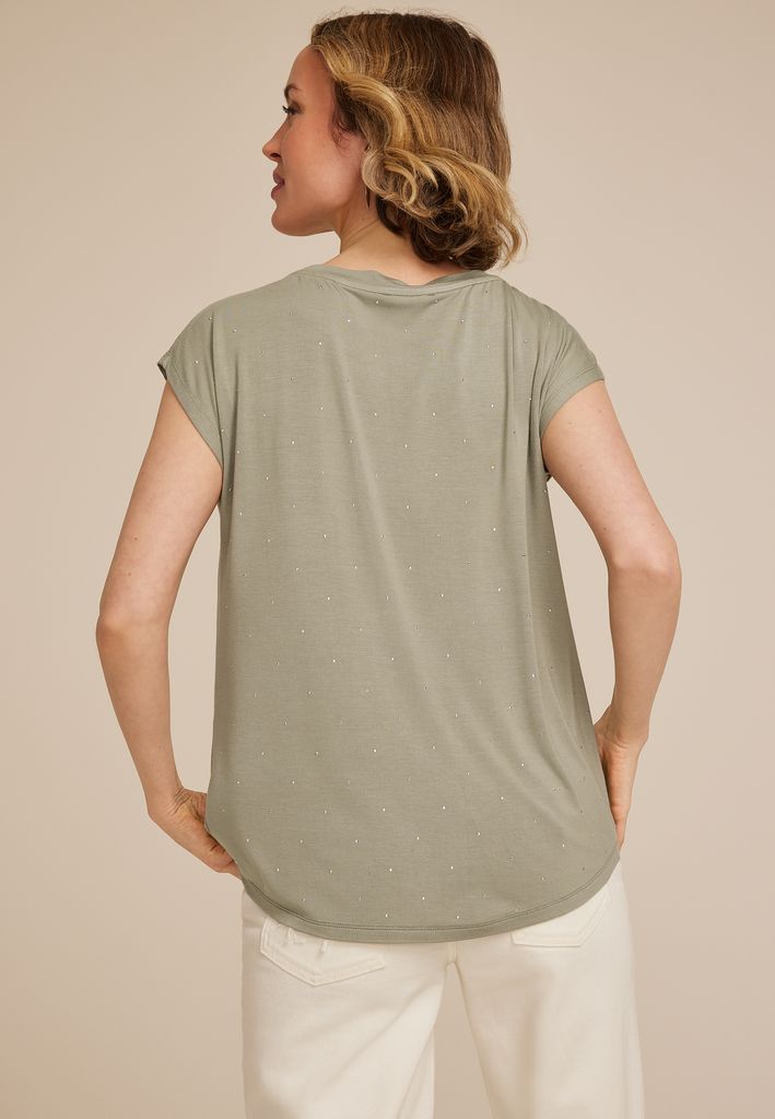 Rhinestone Embellished Boat Neck Tee - Image 2