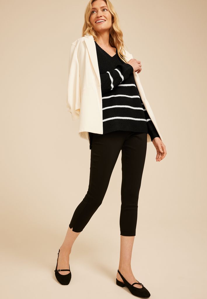 Striped Slouchy V Neck Sweater - Image 3