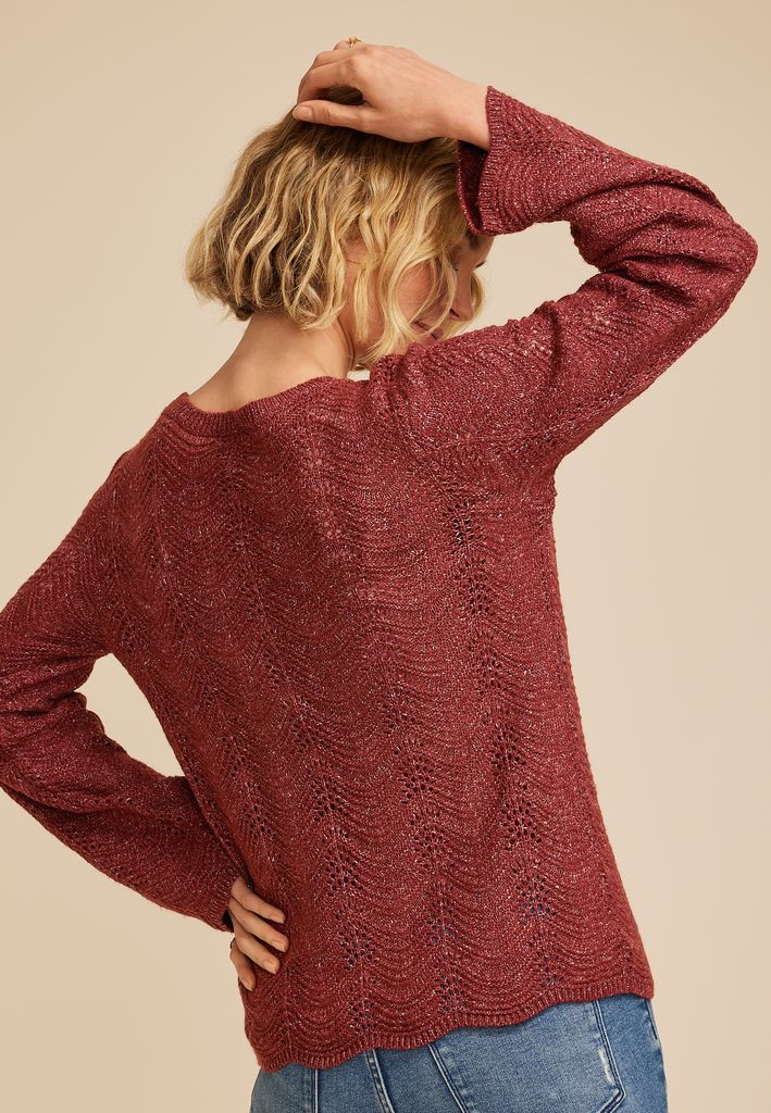 Wave Stitch Bell Sleeve Sweater - Image 2