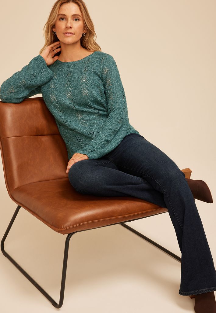 Wave Stitch Bell Sleeve Sweater - Image 3