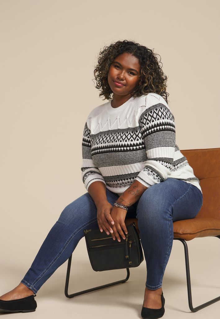 Plus Size Fair Isle Crew Neck Sweater - Image 3