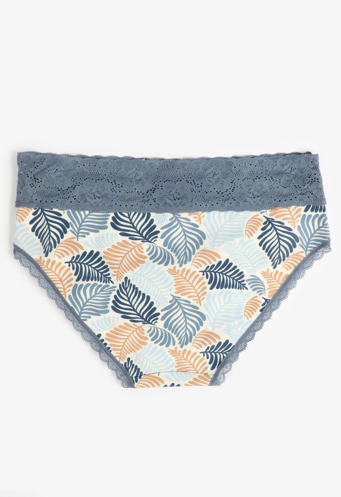 Simply Comfy Cotton Leaf Print Hipster Panty - Image 2