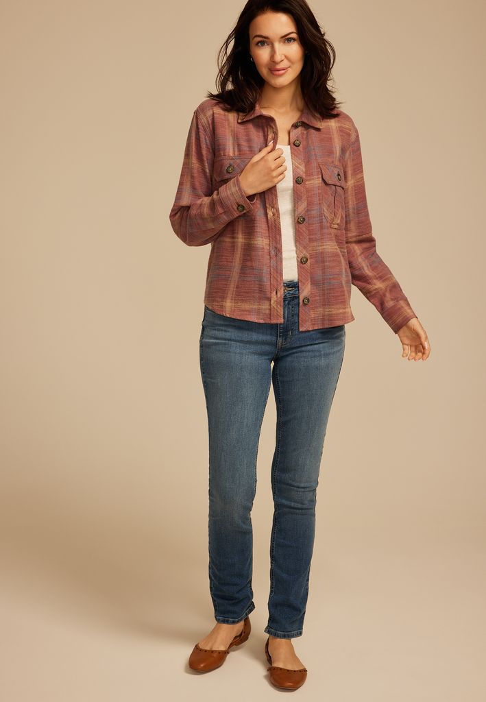 Shorty Utility Plaid Button Down Shirt - Image 3