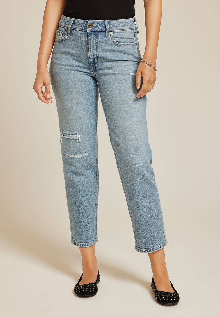 edgely™ Light High Rise Ripped Relaxed Straight Ankle Jean
