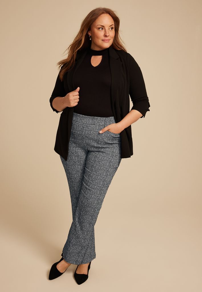 Plus Size Bengaline Tweed Mid Rise Bootcut Pant - Image 3