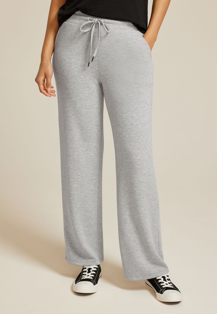 Heathered Scuba Knit Wide Leg Sweatpants - Image 3