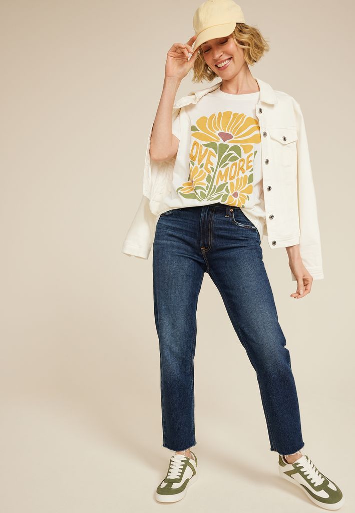 Sunflower Love More Oversized Fit Graphic Tee - Image 3
