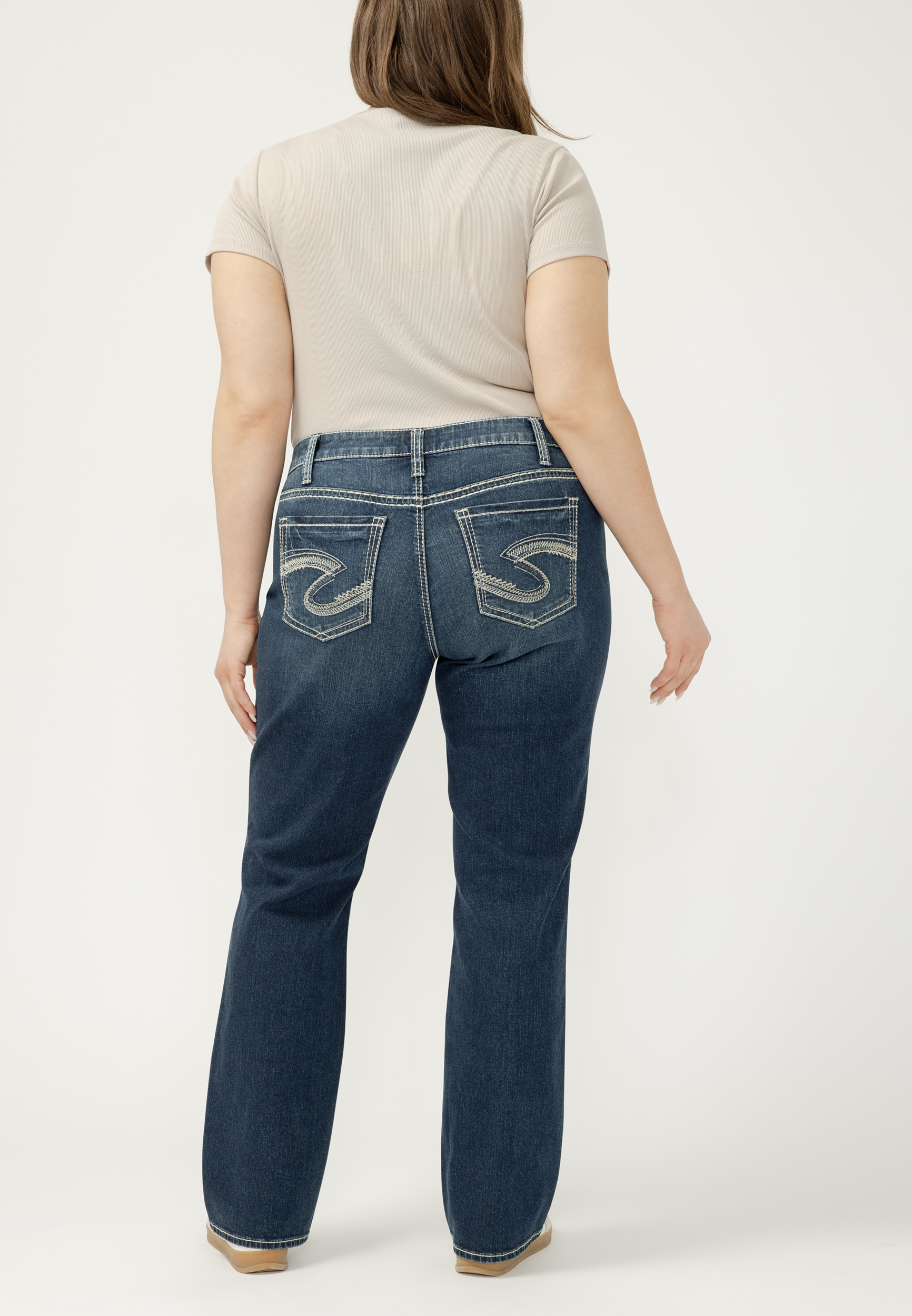 Plus Size Silver Jeans Co.? Suki Curvy Mid Rise Vintage Thick Stitch Slim Boot - Image 2