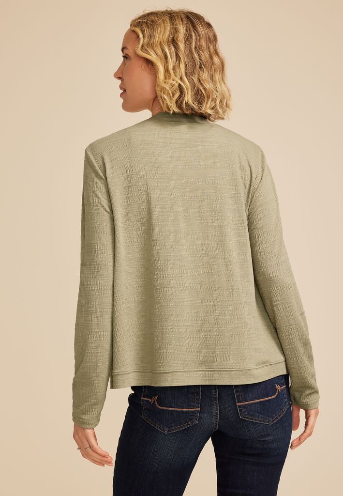 Textured Curved Hem Cardigan - Image 2
