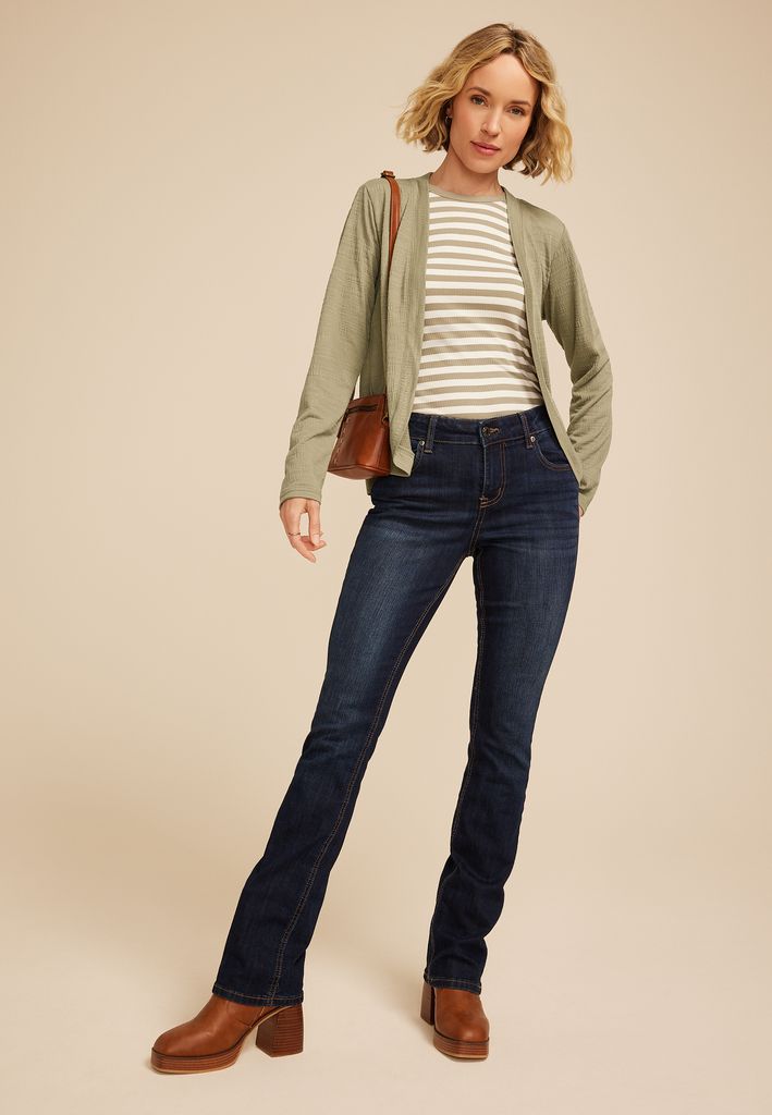 Textured Curved Hem Cardigan - Image 3