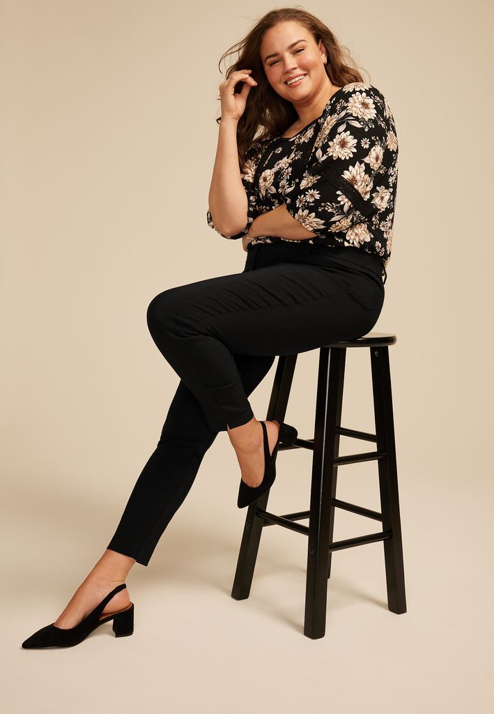 Plus Size Bengaline Constructed Waist Mid Rise Skinny Dress Pant - Image 3