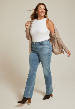 Plus Size m jeans by maurices&trade; High Rise Patch Pocket Slim Boot Jean