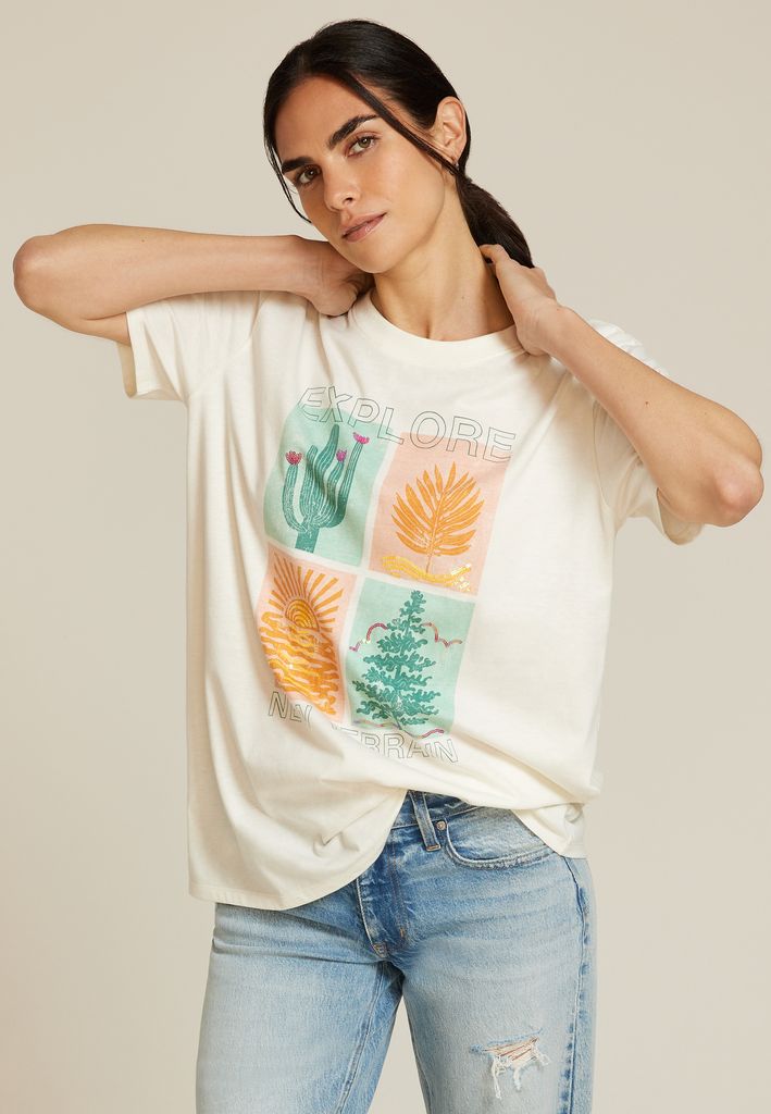 Explore New Terrains Oversized Fit Graphic Tee - Image 3