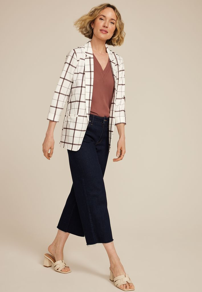 Plaid Versa 3/4 Sleeve Blazer - Image 3