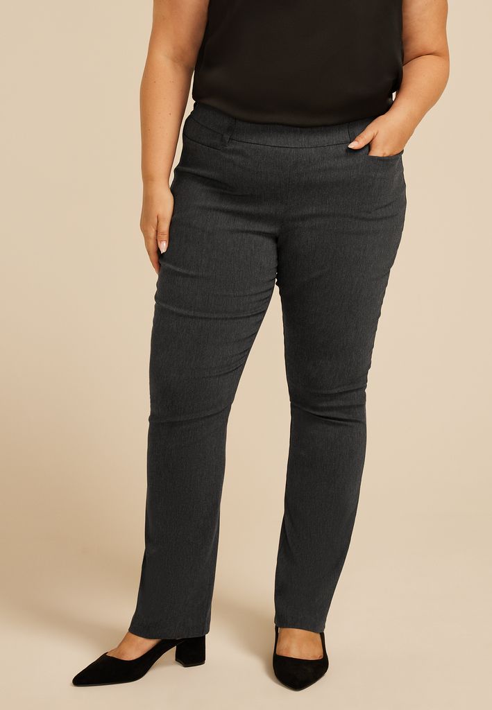Plus Size Heathered Bengaline Mid Rise Bootcut Pant - Image 3
