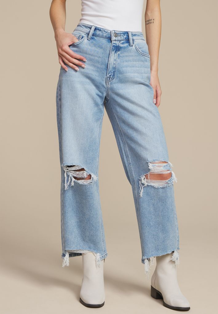 Flying Monkey™ High Rise Frayed Hem Ankle Straight Jean