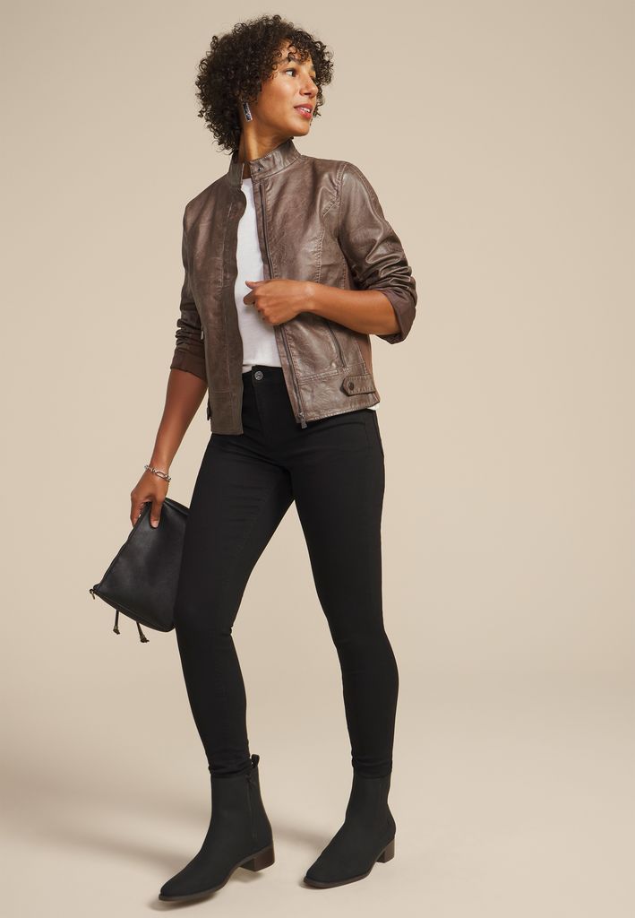 Faux Leather Biker Jacket - Image 3