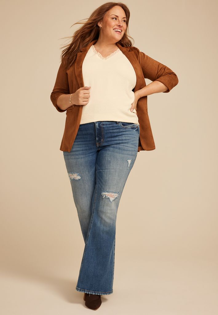 Plus Size Lace Trim V Neck Tank Top - Image 3