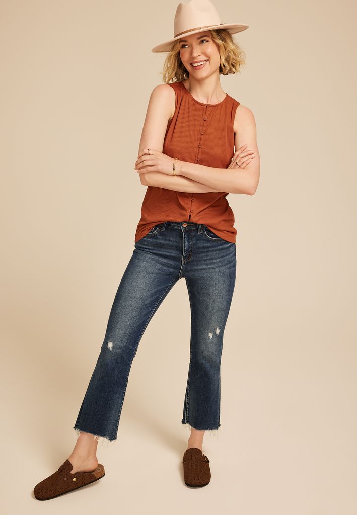Ribbed Button Front Tank Top - Image 3