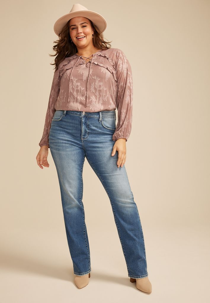 Plus Size Everflex™High Rise Stacked Waist Slim Boot Jean - Image 3