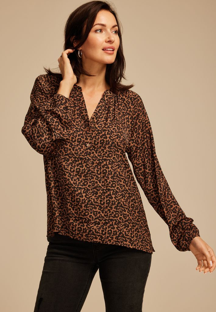 Leopard V Neck Blouse - Image 3