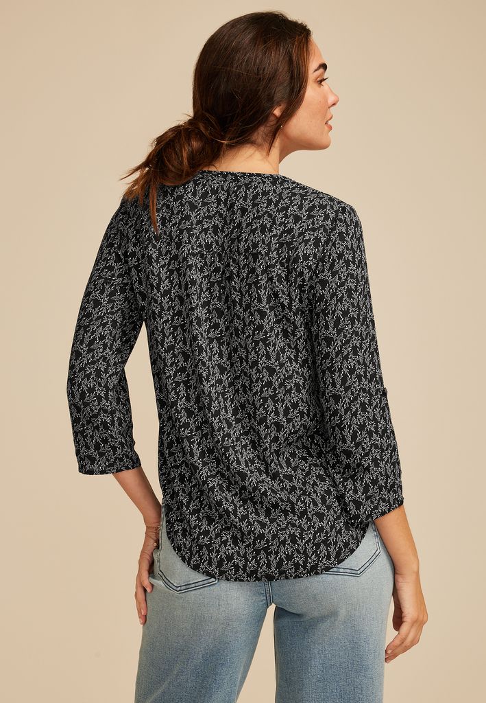 Atwood 3/4 Sleeve Wheat V Neck Blouse - Image 2