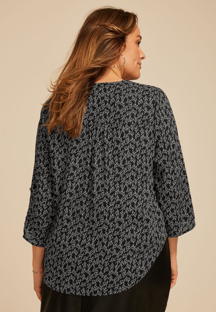 Plus Size Atwood 3/4 Sleeve Wheat V Neck Blouse - Image 2