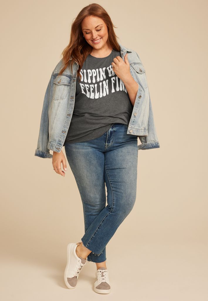Plus Size Sippin Wine Feelin Fine Classic Fit Graphic Tee - Image 3