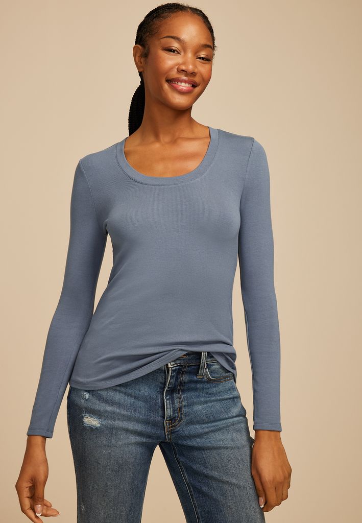 24/7 Brushed Ribbed Scoop Neck Tee - Image 3